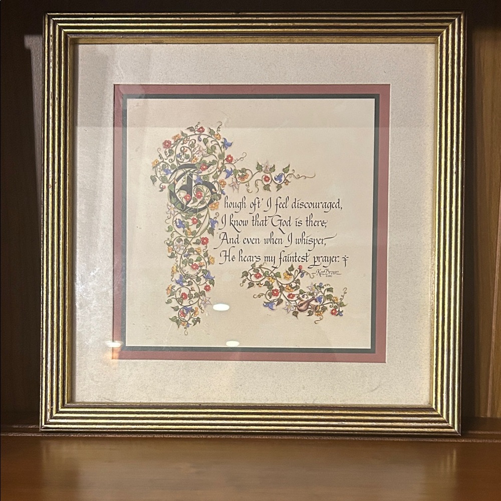 Elegant Framed Calligraphy Art with Gold Accents